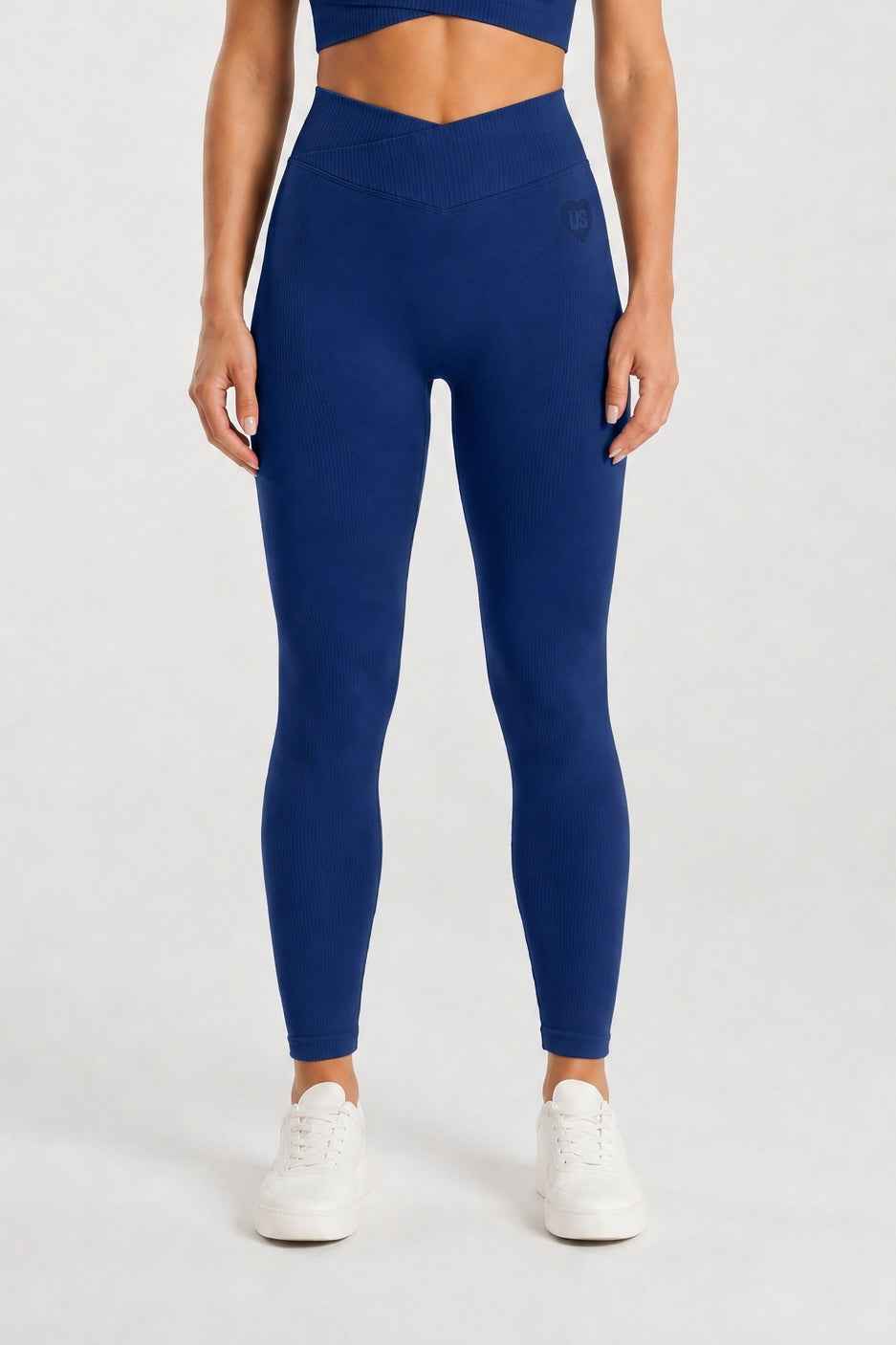 Legginsy bezszwowe asymetryczne V CUT navy - Malibu
