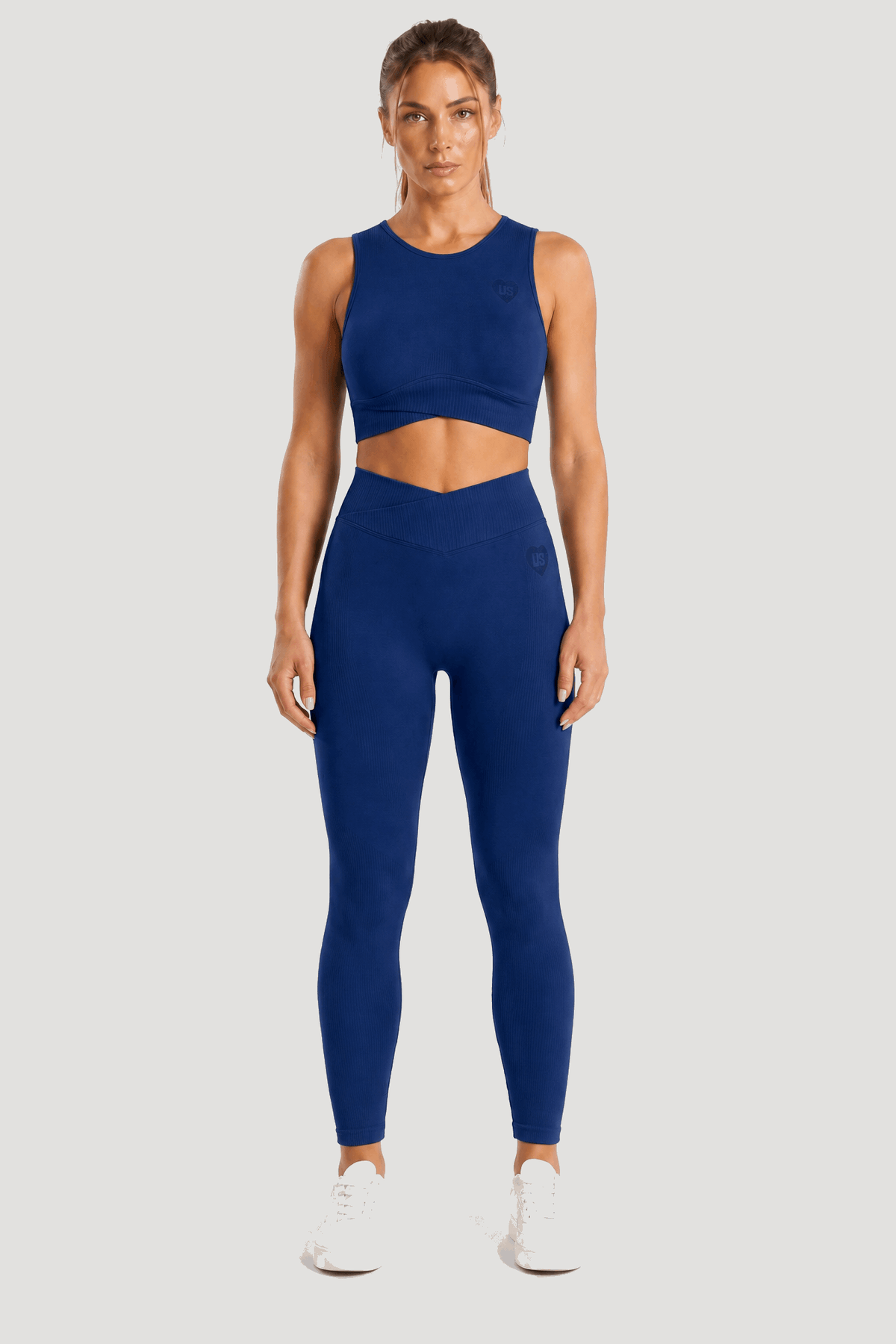 Legginsy bezszwowe asymetryczne V CUT navy - Malibu