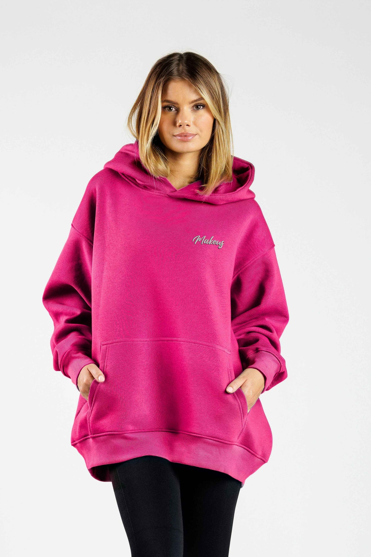 Damska Bluza dresowa ONE SIZE z kapturem fuksja - Ruby SOFT PRO