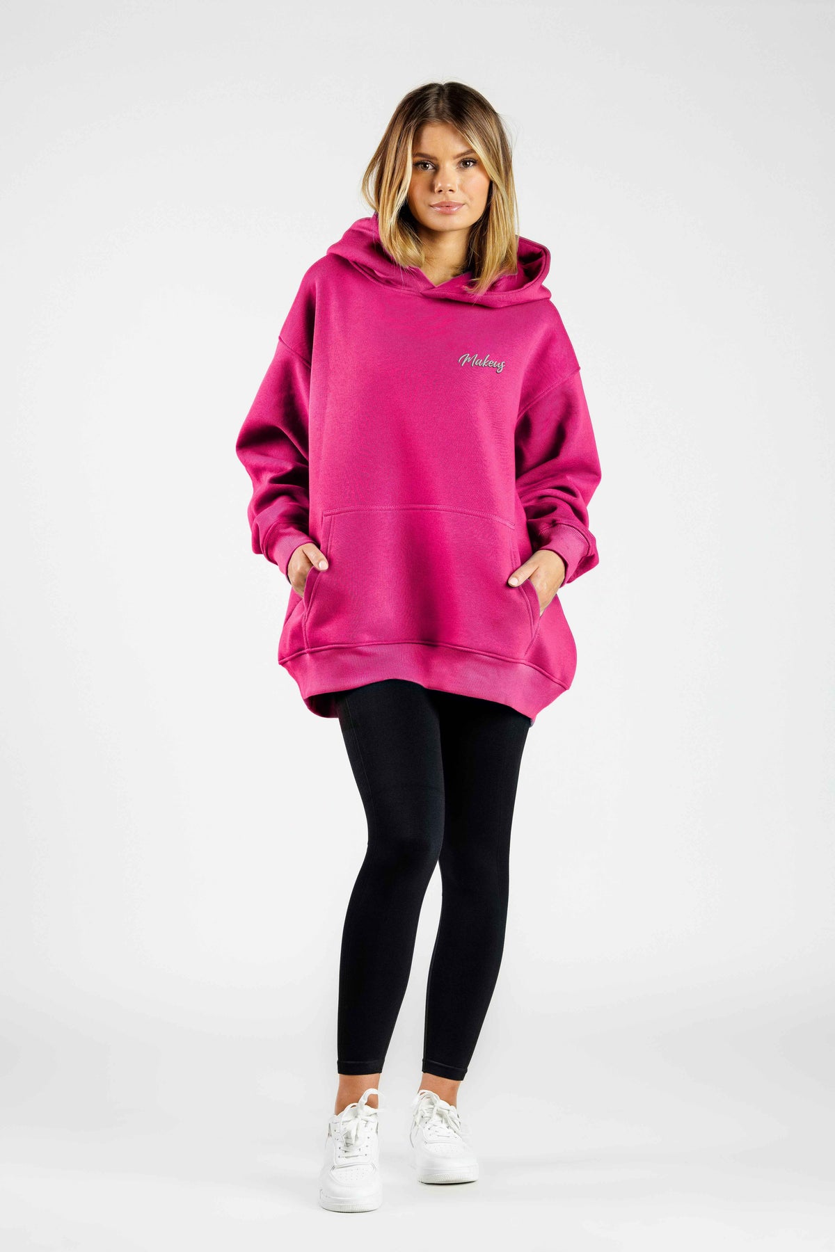 Damska Bluza dresowa ONE SIZE z kapturem fuksja - Ruby SOFT PRO