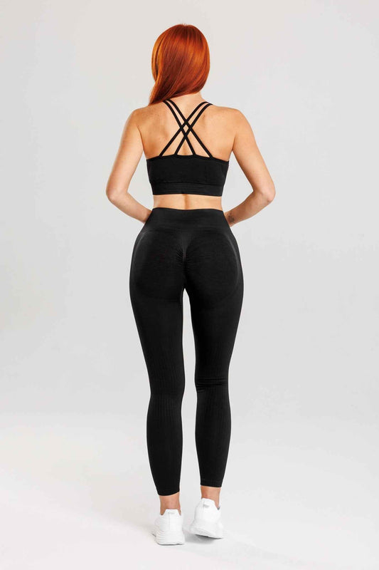 Zestaw bezszwowy PUSH UP PRO II top + legginsy czarny - Nevada