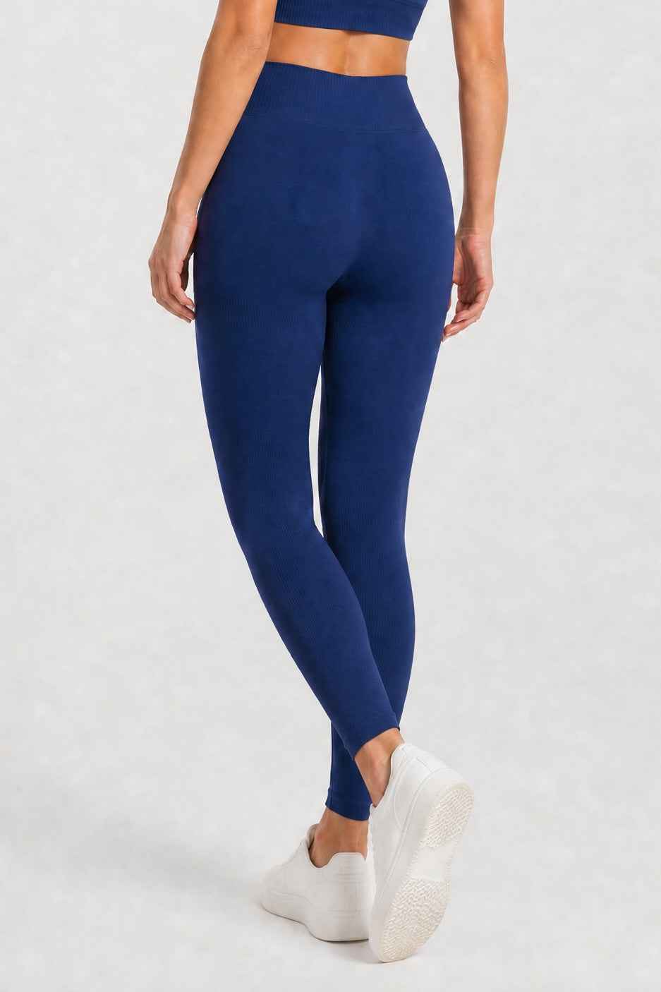 Legginsy bezszwowe asymetryczne V CUT navy - Malibu