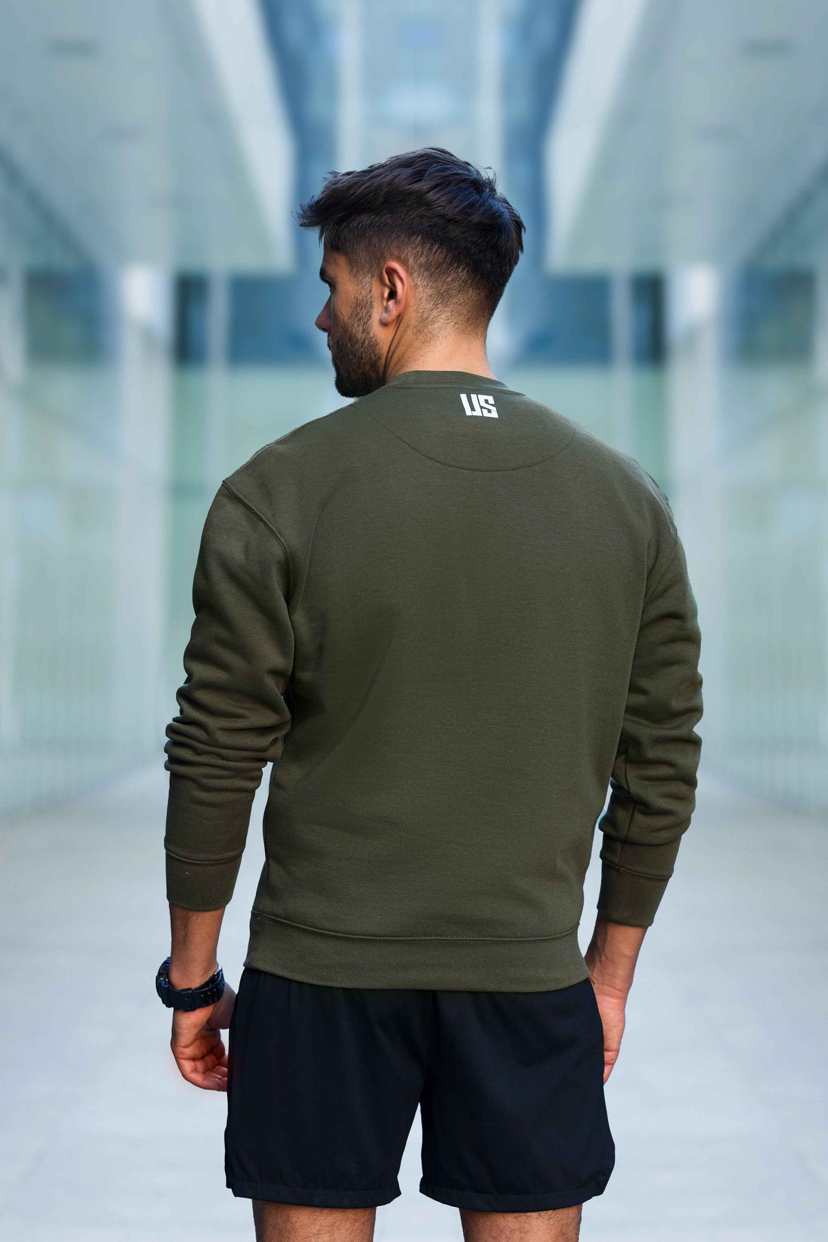 Męska bluza dresowa bez kaptura khaki - Denali