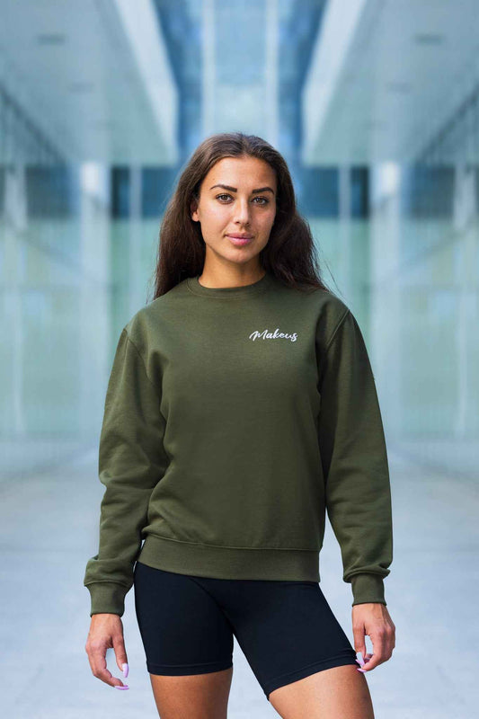 Damska bluza dresowa bez kaptura khaki - Marietta