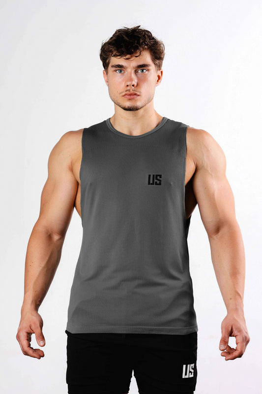 Tank Top męski bezszwowy techniczny grafitowy - DNV