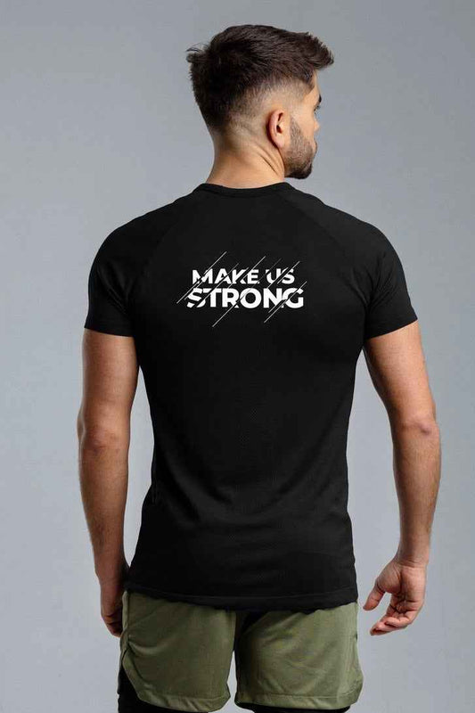 T-shirt męski bezszwowy techniczny czarny - Colorado Cut