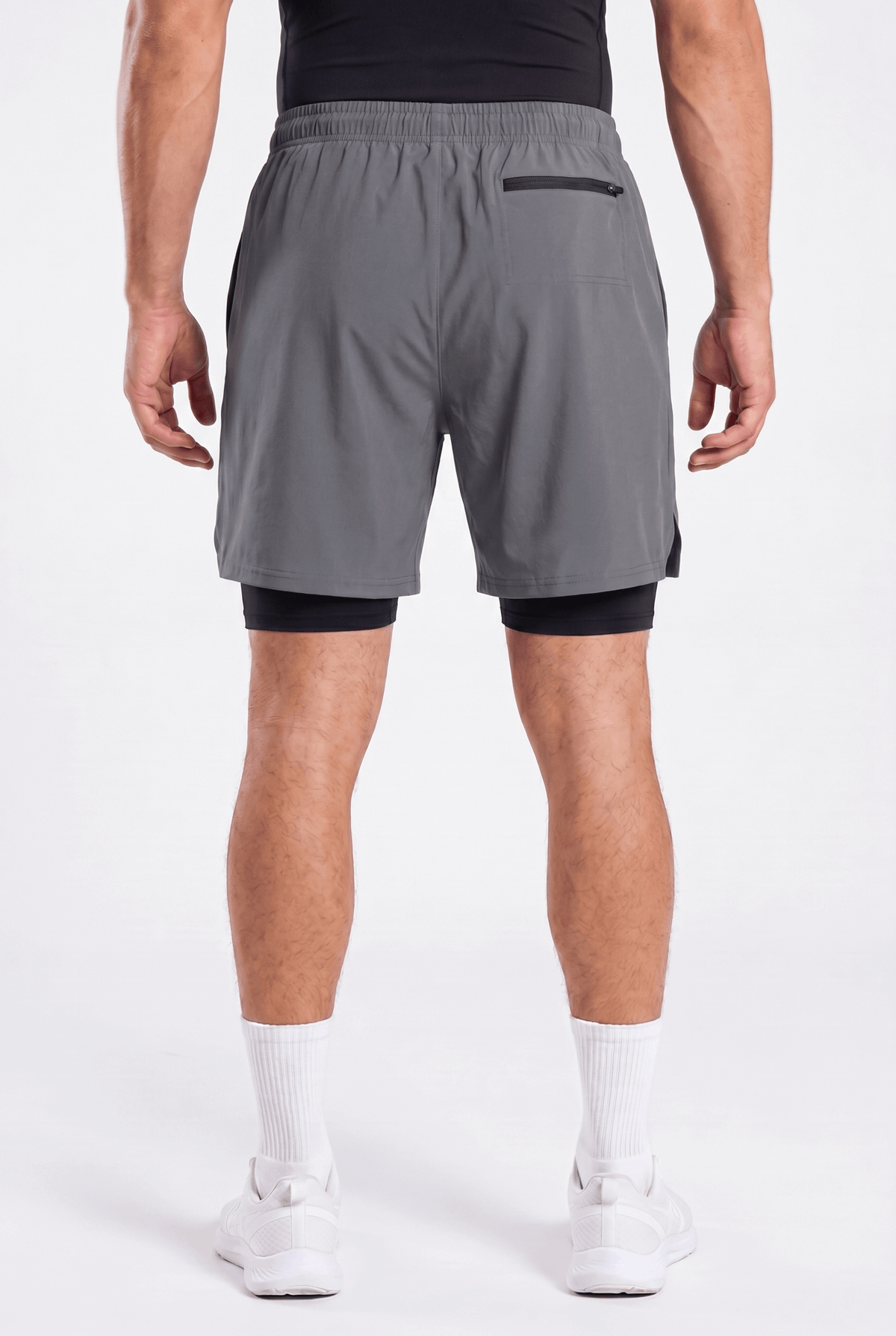Spodenki męskie do biegania 2w1 PRO szybkoschnące grafitowe - Camp Runner