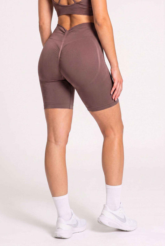 Szorty damskie bezszwowe PUSH UP V SHAPE stalowy brąz - Savannah