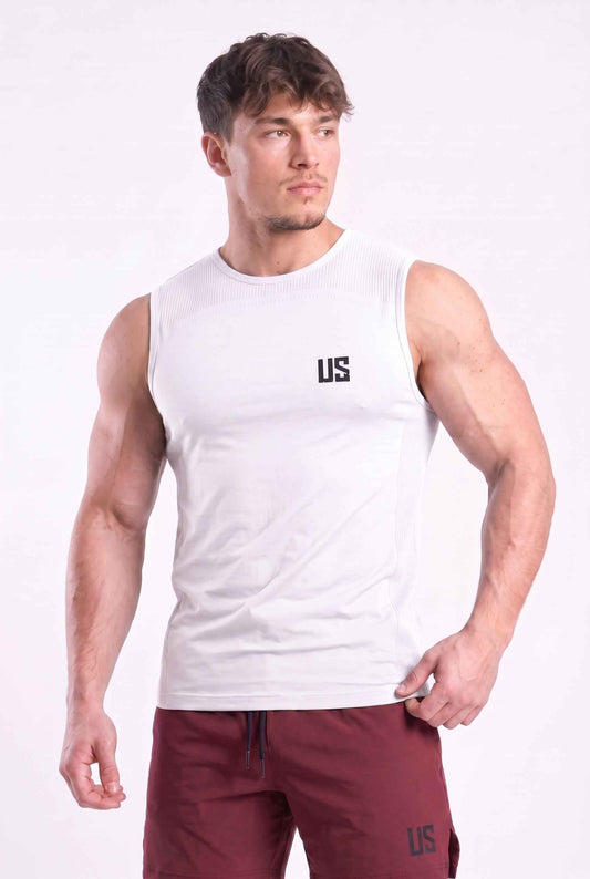 Tank Top męski bezszwowy techniczny biały - Denver