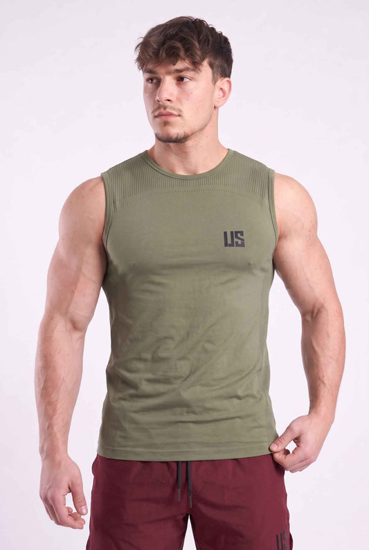 Tank Top męski bezszwowy techniczny khaki - Denver