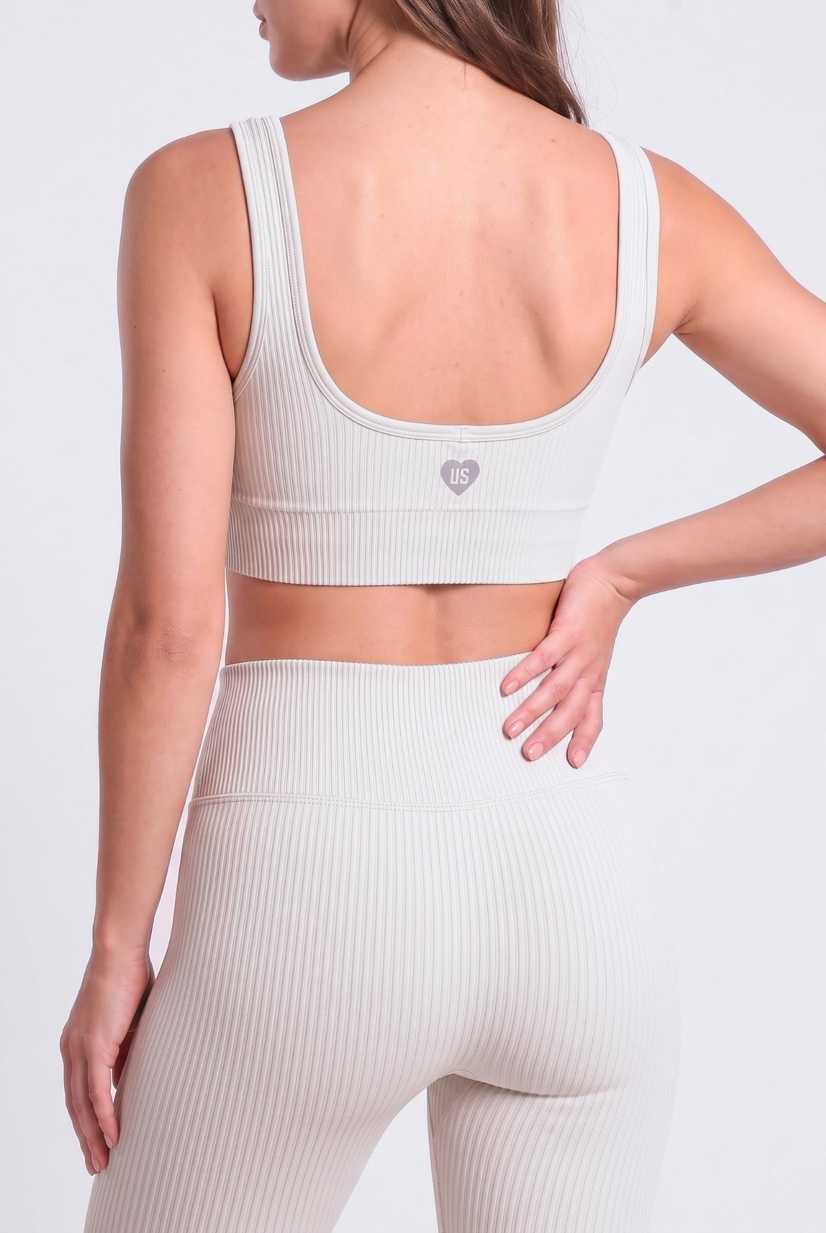 Legginsy bezszwowe prążkowane asymetryczne V CUT cream - Venice