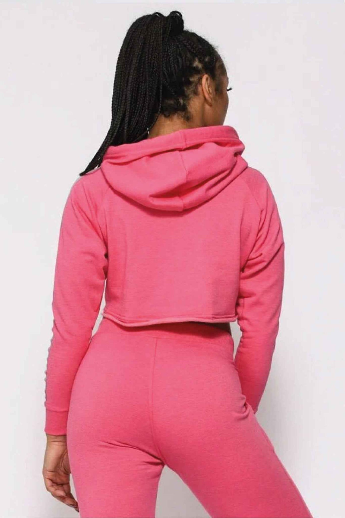 Damska bluza crop top z kapturem fuksja - Westside