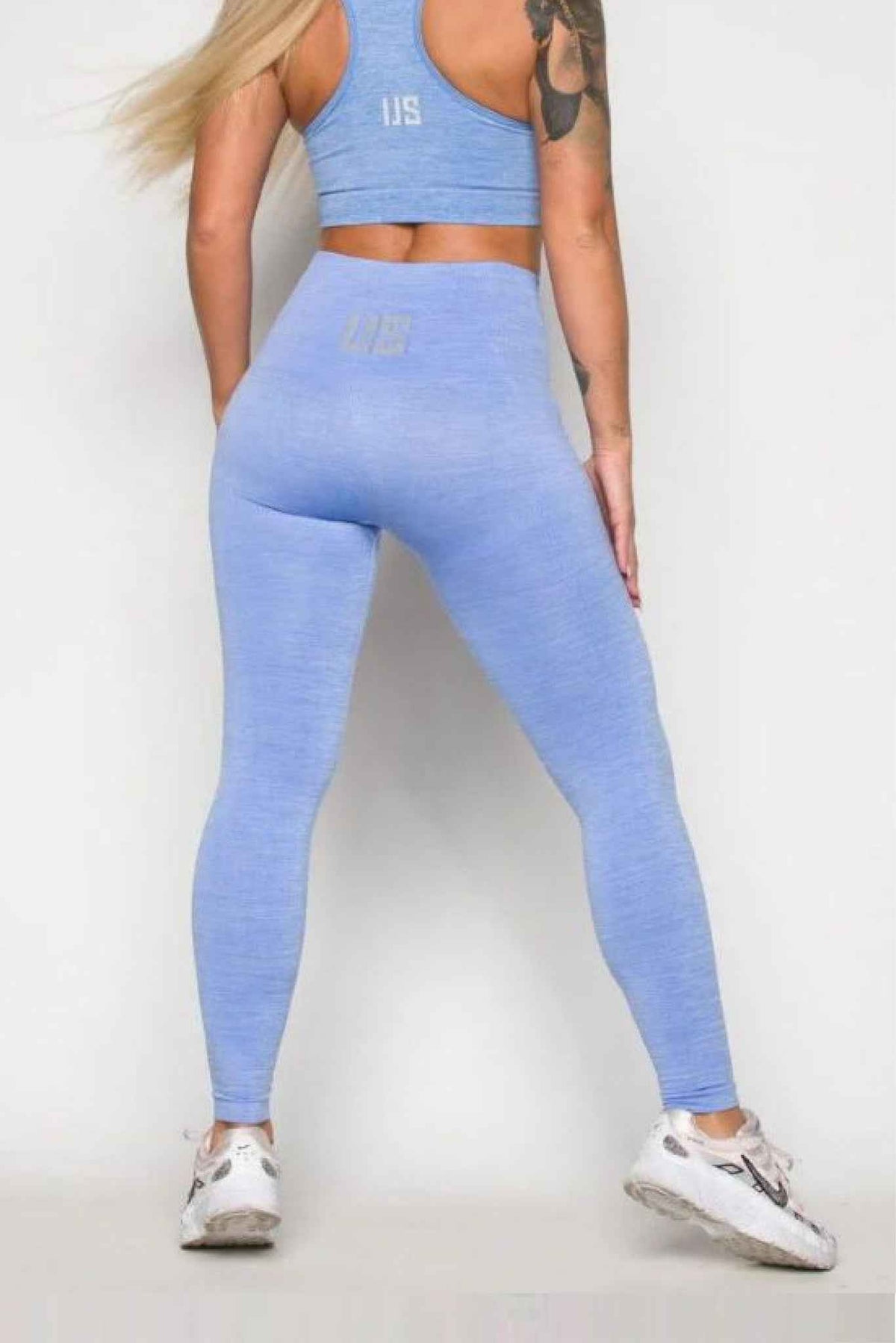 Legginsy bezszwowe kompresyjne błękitne - Los Angeles