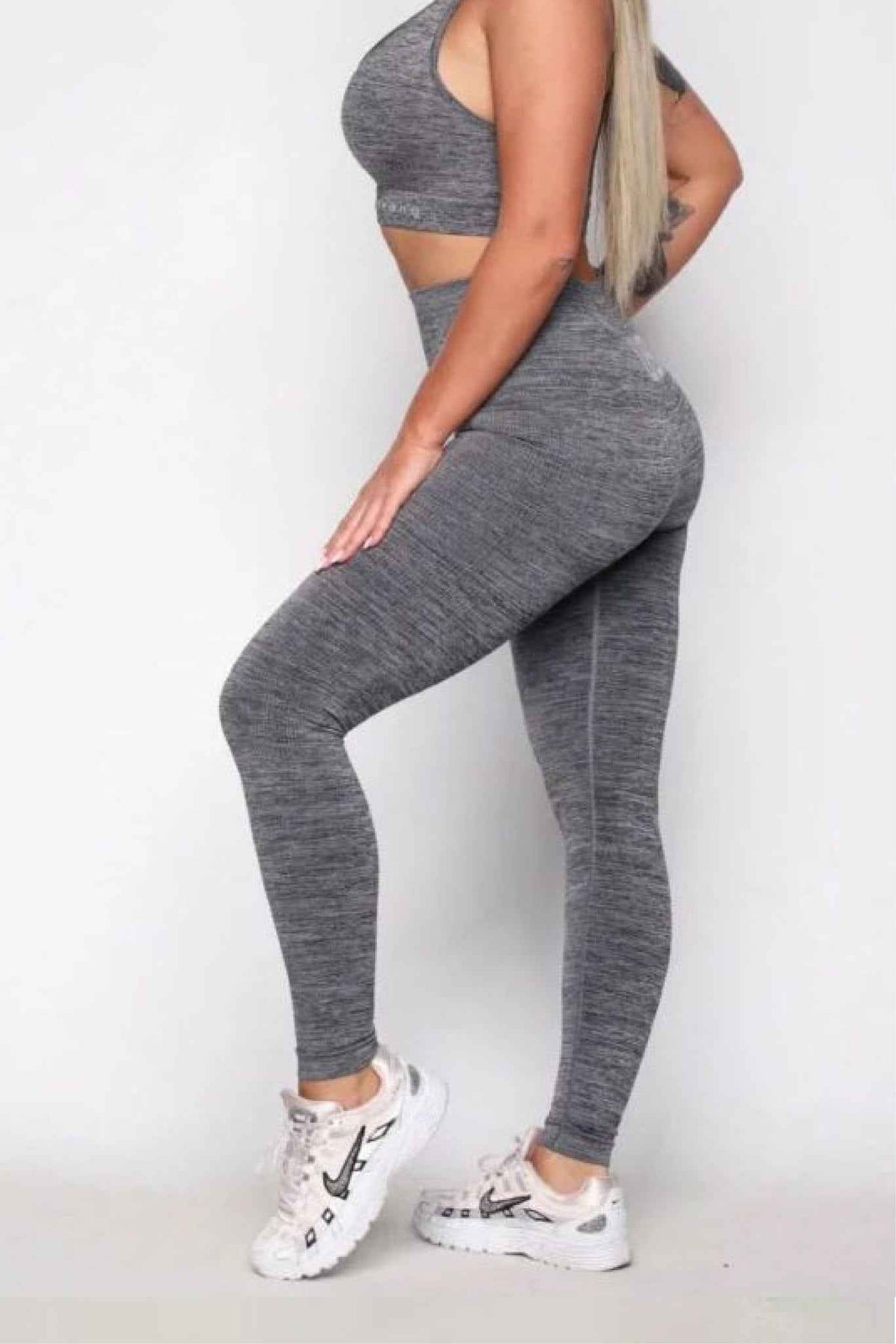 Legginsy bezszwowe kompresyjne ciemny melanż - Los Angeles
