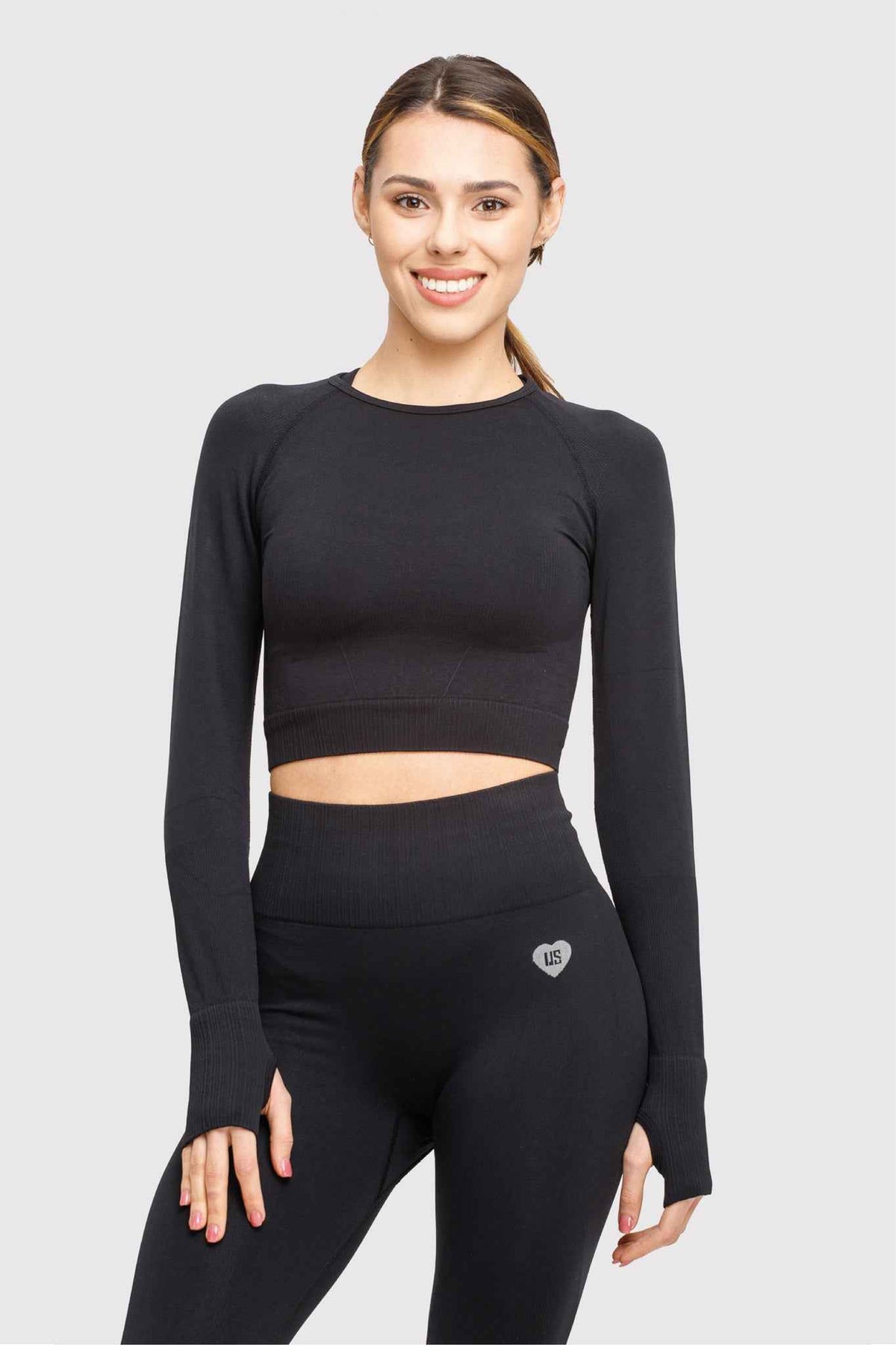 Rashguard damski bezszwowy sportowy czarny - Soho