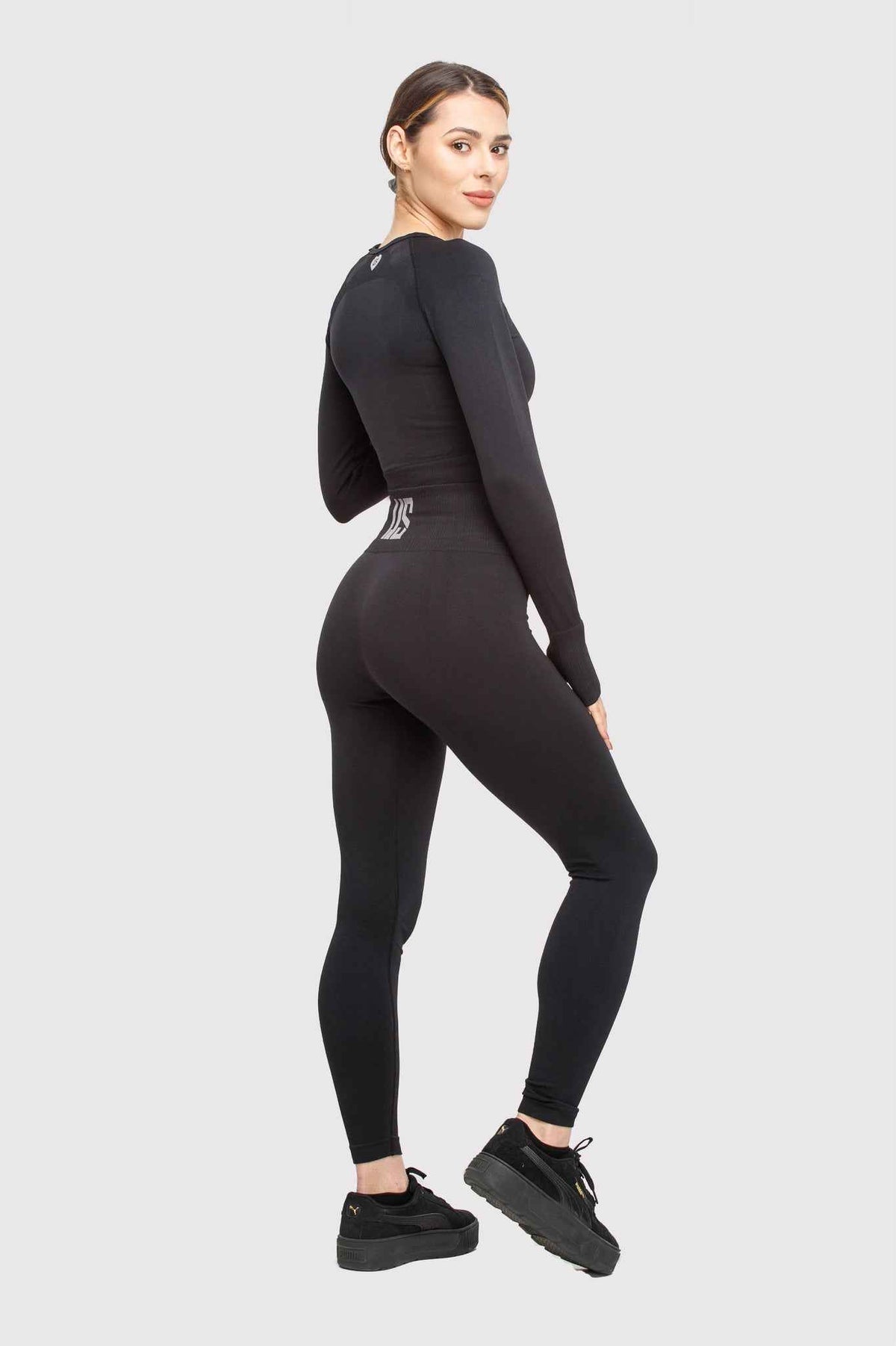 Rashguard damski bezszwowy sportowy czarny - Soho