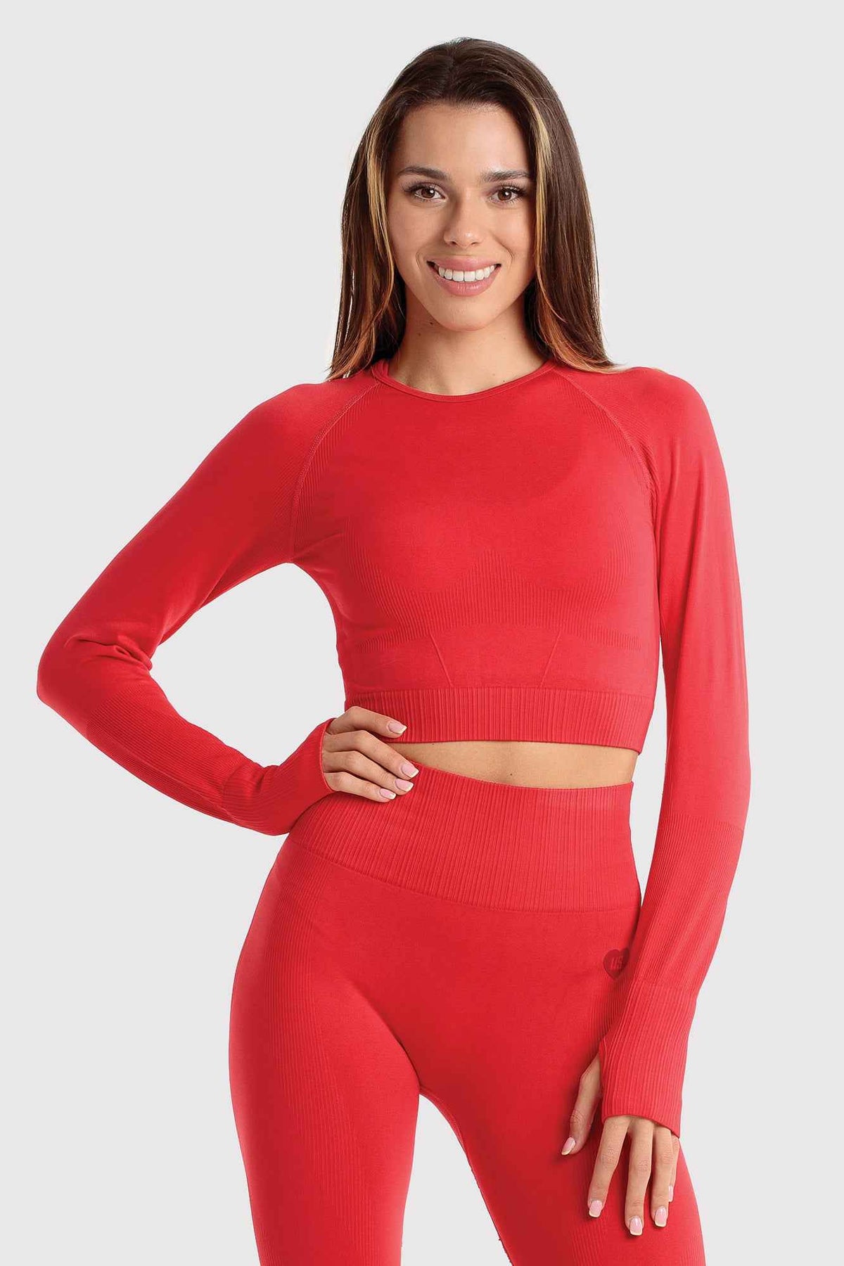 Rashguard damski bezszwowy sportowy czerwony - Soho